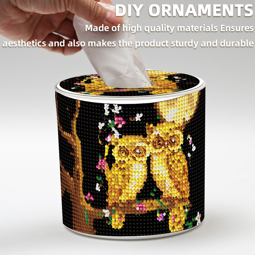 Owl DIY Diamond Painting Handmade Tissue Holder Rhinestones Crystal Tissue Box