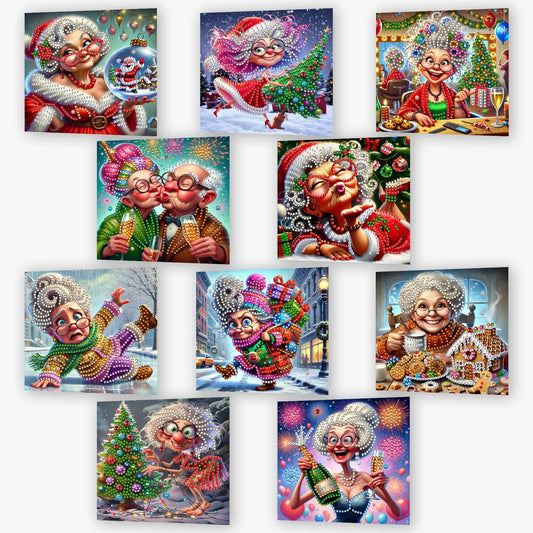 10PCS DIY Diamond Art Greeting Cards Xmas Designs for Festivals and Celebrations