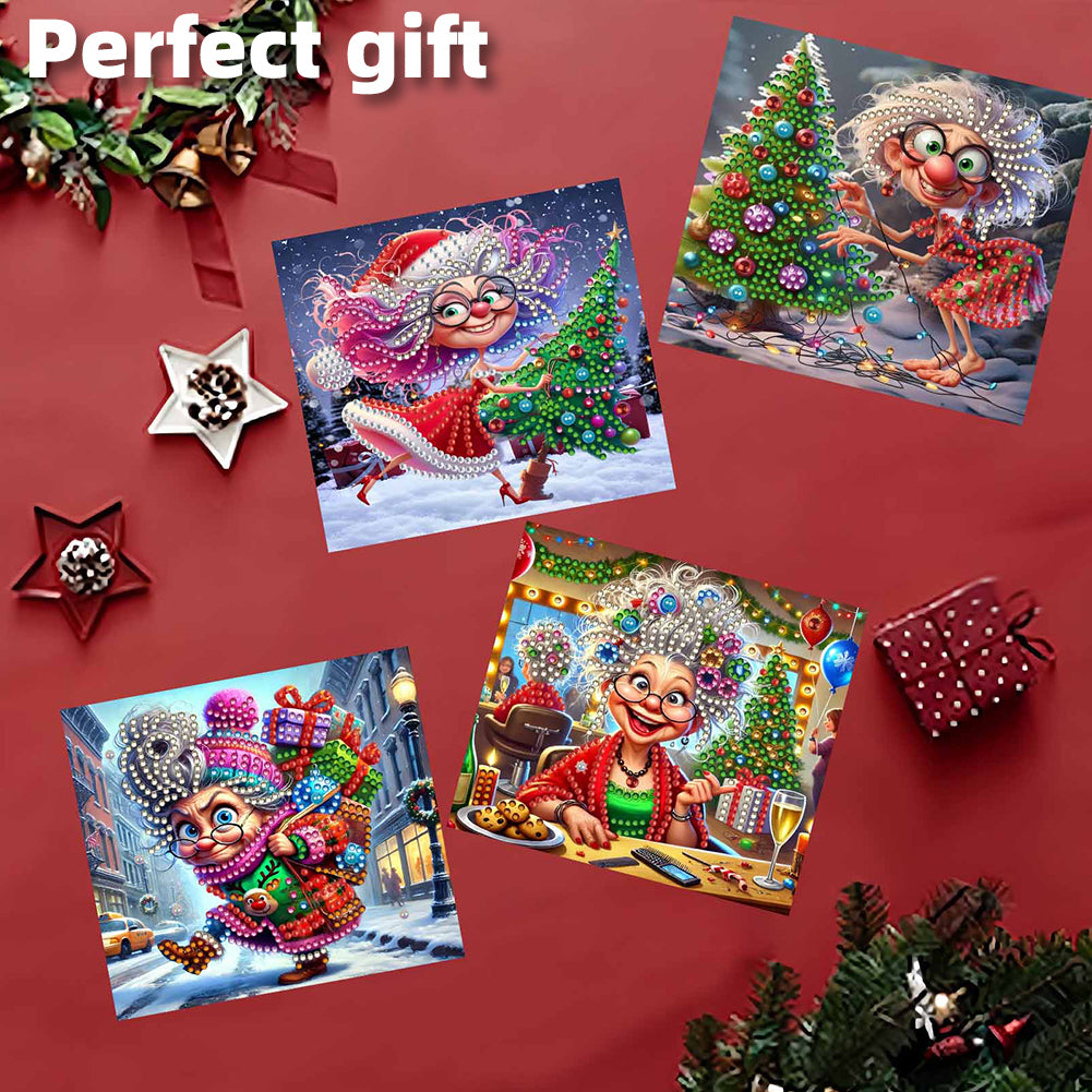 10PCS DIY Diamond Art Greeting Cards Xmas Designs for Festivals and Celebrations
