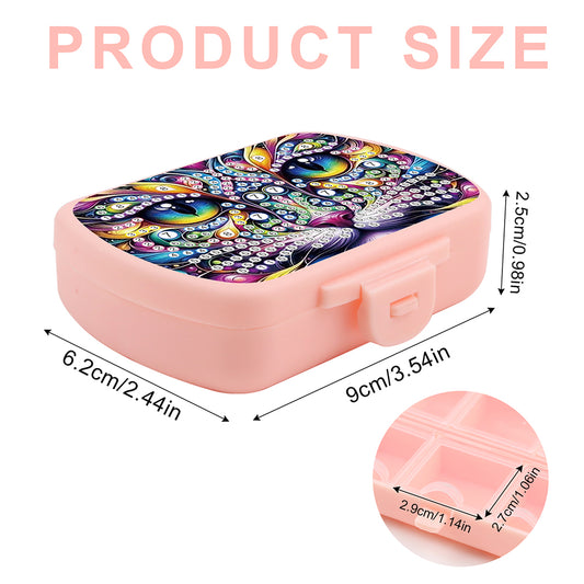 2Pcs 5D DIY Animal Theme Diamond Art Pill Storage Case Rhinestone Pill Organizer
