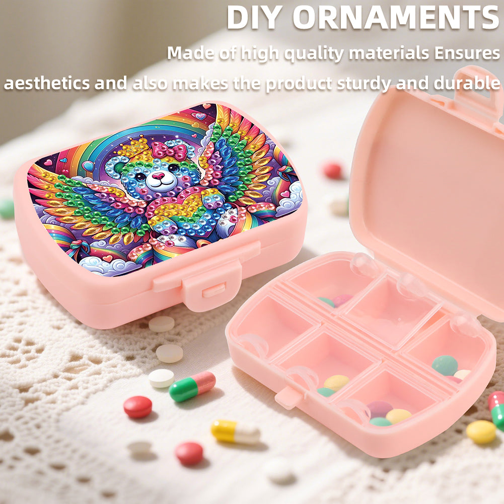 2Pcs 5D DIY Animal Theme Diamond Art Pill Storage Case Rhinestone Pill Organizer