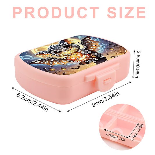 2Pcs 5D DIY Animal Theme Diamond Art Pill Storage Case Rhinestone Pill Organizer