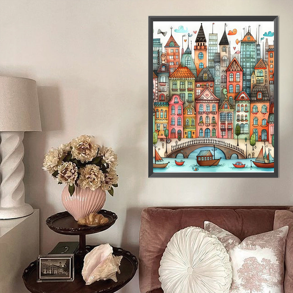 Colorful House - Full Round Drill Diamond Painting 40*50CM