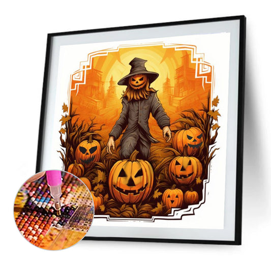 Halloween Pumpkin Skeleton - Full Round Drill Diamond Painting 40*40CM