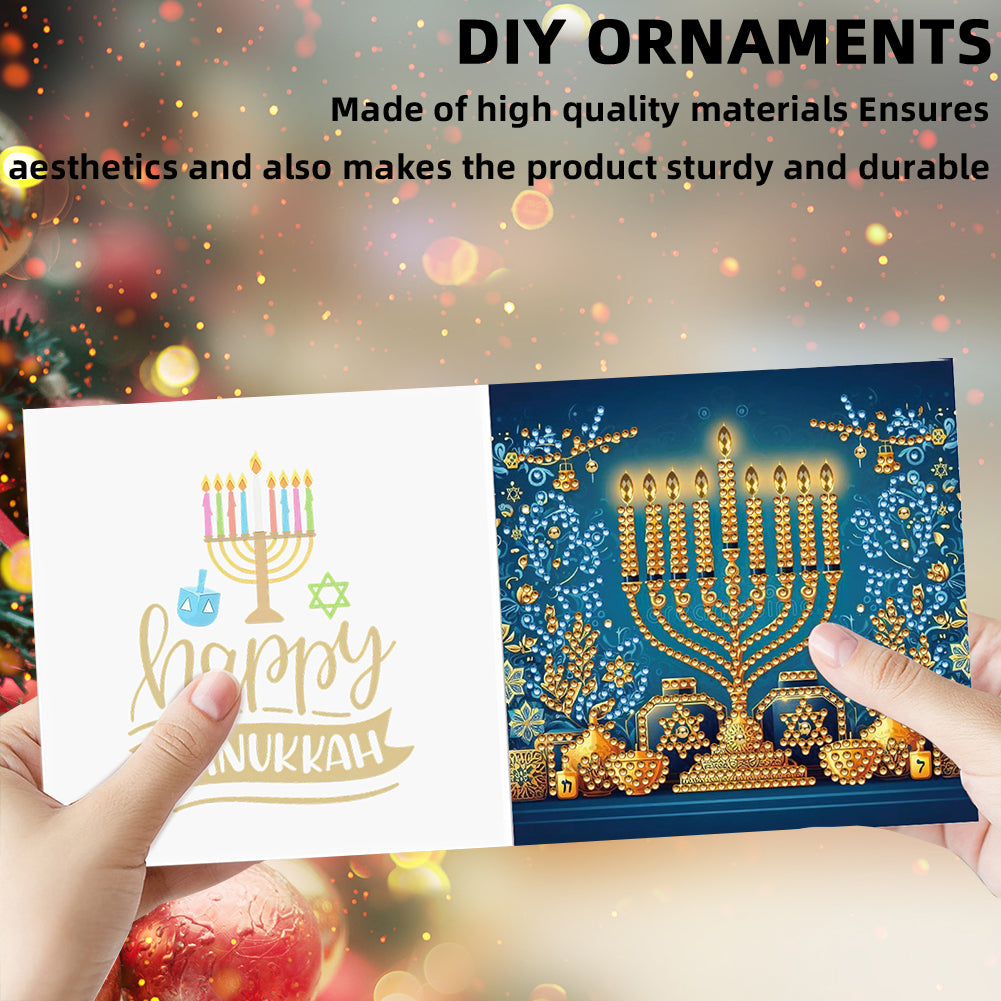 6PCS DIY Diamond Art Greeting Cards Hanukkah Theme Congratulations Cards & Gifts