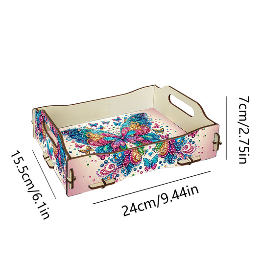 DIY Diamond Painted Dining Plate with Handle Wooden Food Tray Home Decor Gift