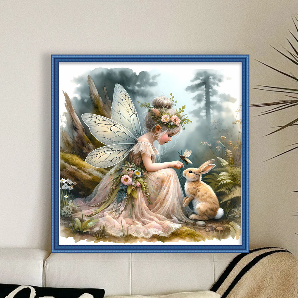 Forest Fairy And Rabbit - 14CT Stamped Cross Stitch 40*40CM