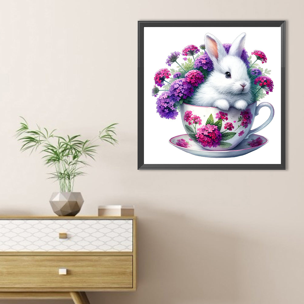 Rabbit And Flower - Full Round Drill Diamond Painting 40*40CM