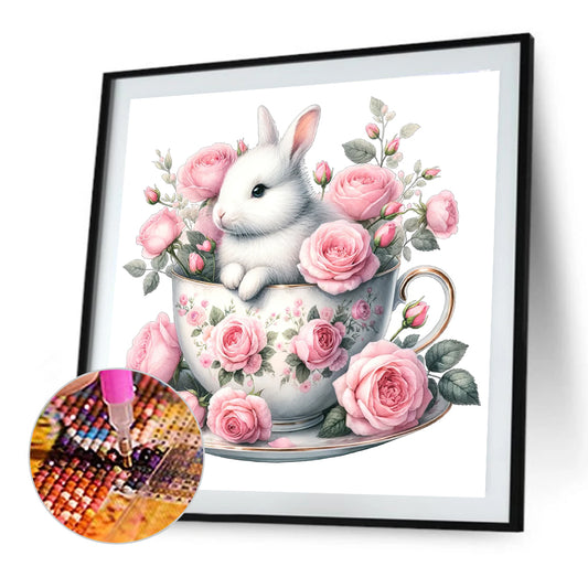 Rabbit And Rose - Full Round Drill Diamond Painting 40*40CM