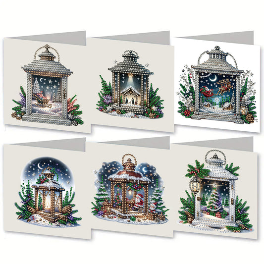 6PCS DIY Diamond Art Greeting Cards Xmas Designs Diamond Art Handmade Cards