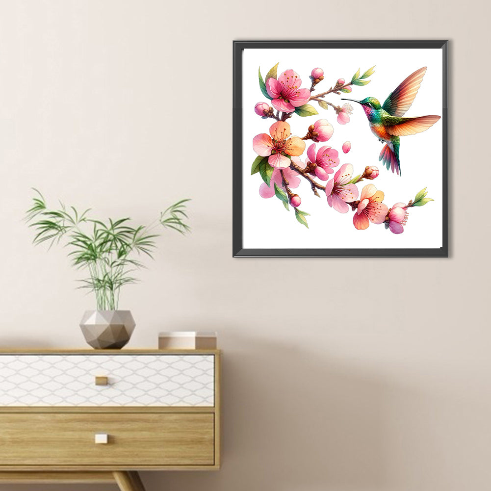 Peach Blossom And Bird - Full Round Drill Diamond Painting 30*30CM