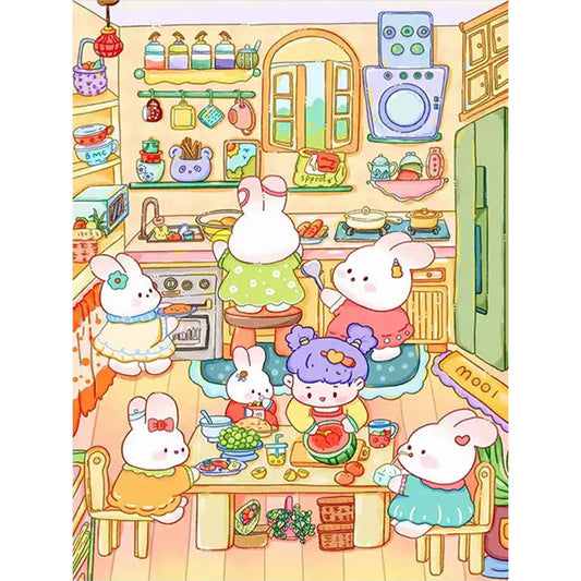 Cute Bunny - 9CT Stamped Cross Stitch 60*80CM (Mona Lisa Brand)