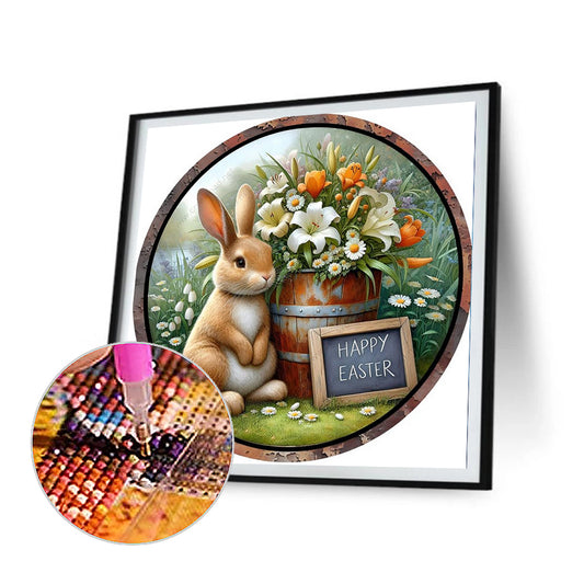 Rabbit And Flower - Full Round Drill Diamond Painting 30*30CM