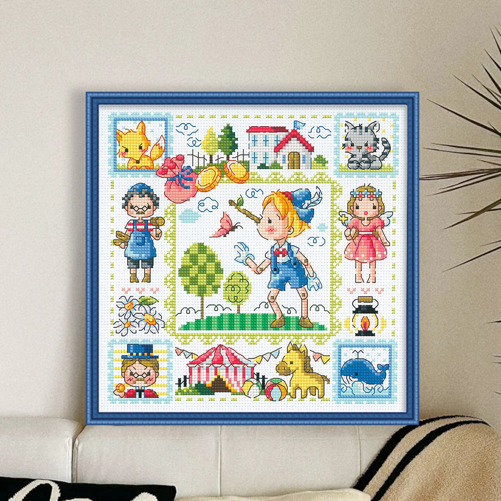 Pinocchio - 14CT Stamped Cross Stitch 30*30CM(Fairy Brand)