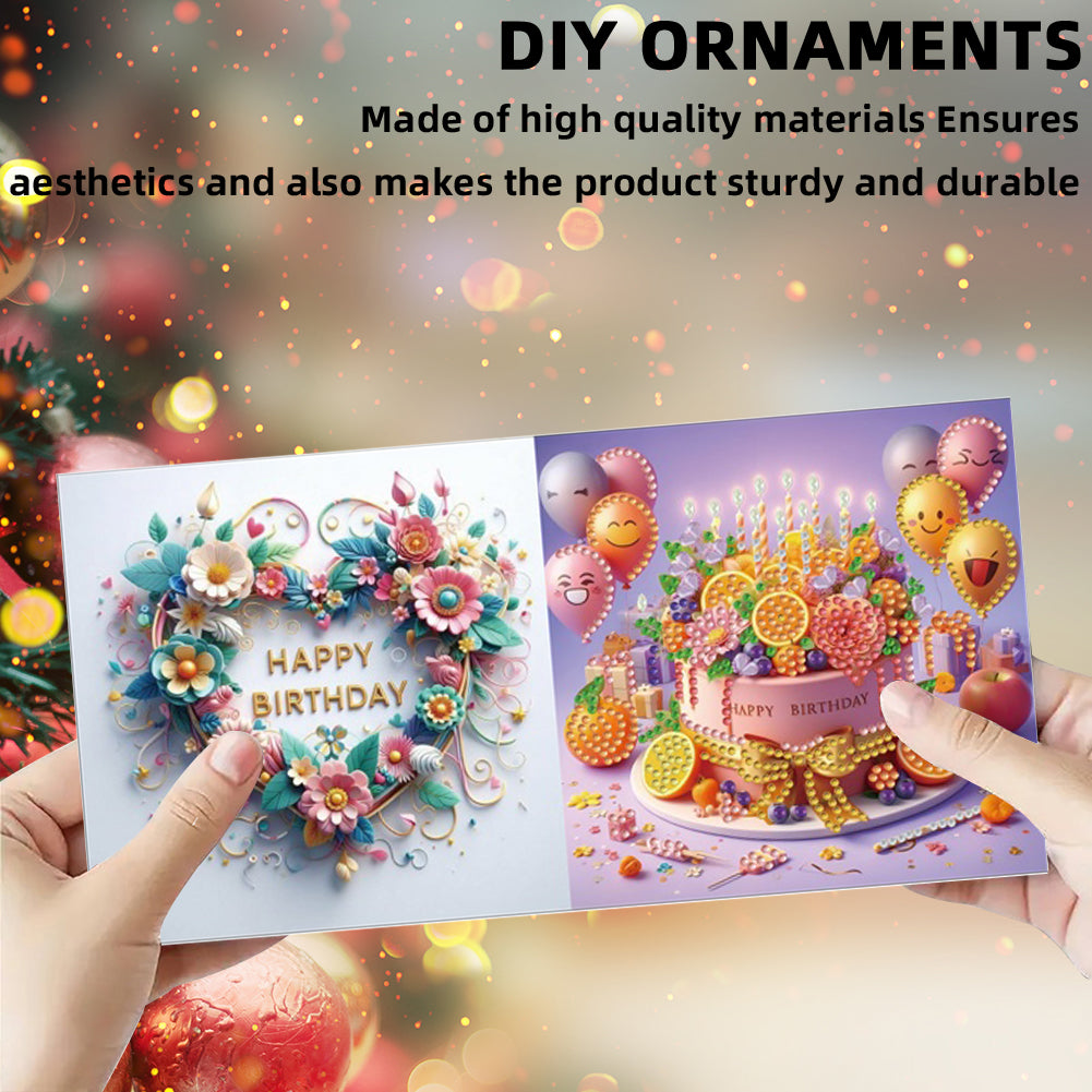 6PCS DIY Diamond Art Greeting Cards Birthday Theme Congratulations Cards & Gifts
