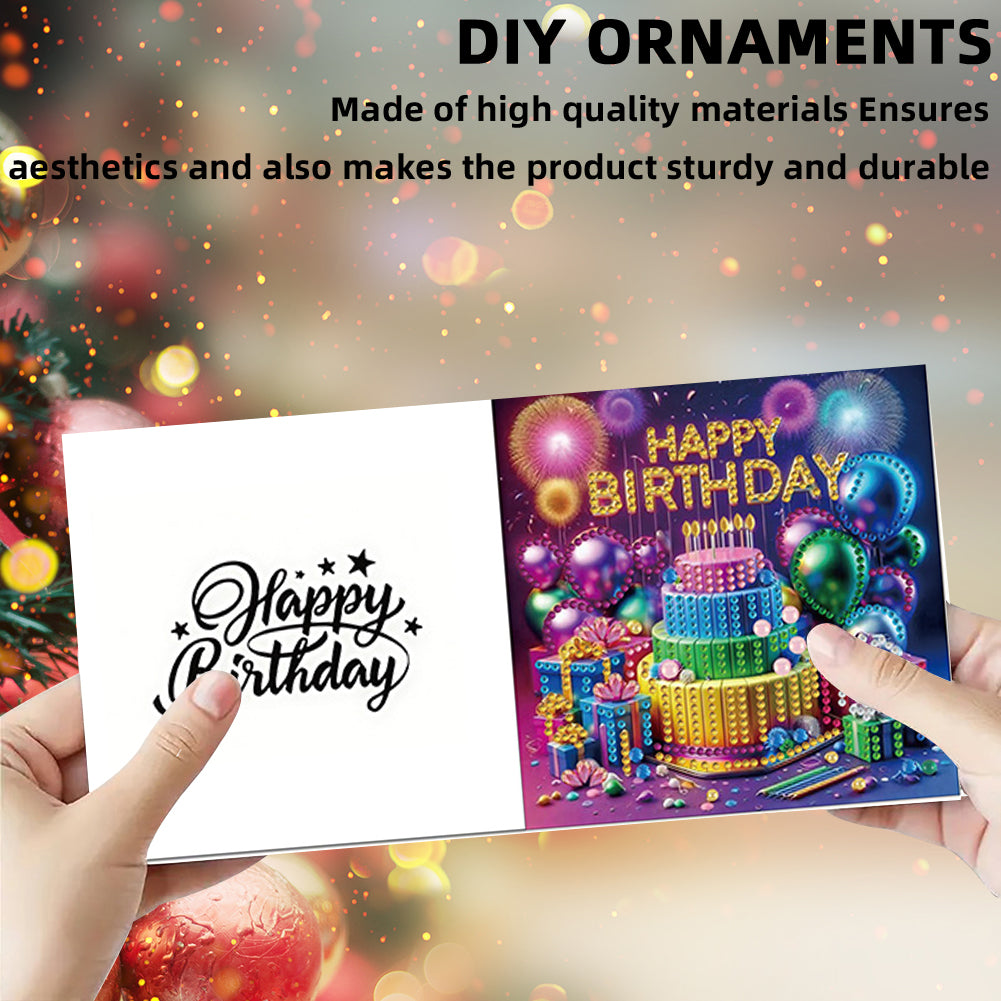 6PCS DIY Diamond Art Greeting Cards Birthday Theme Congratulations Cards & Gifts