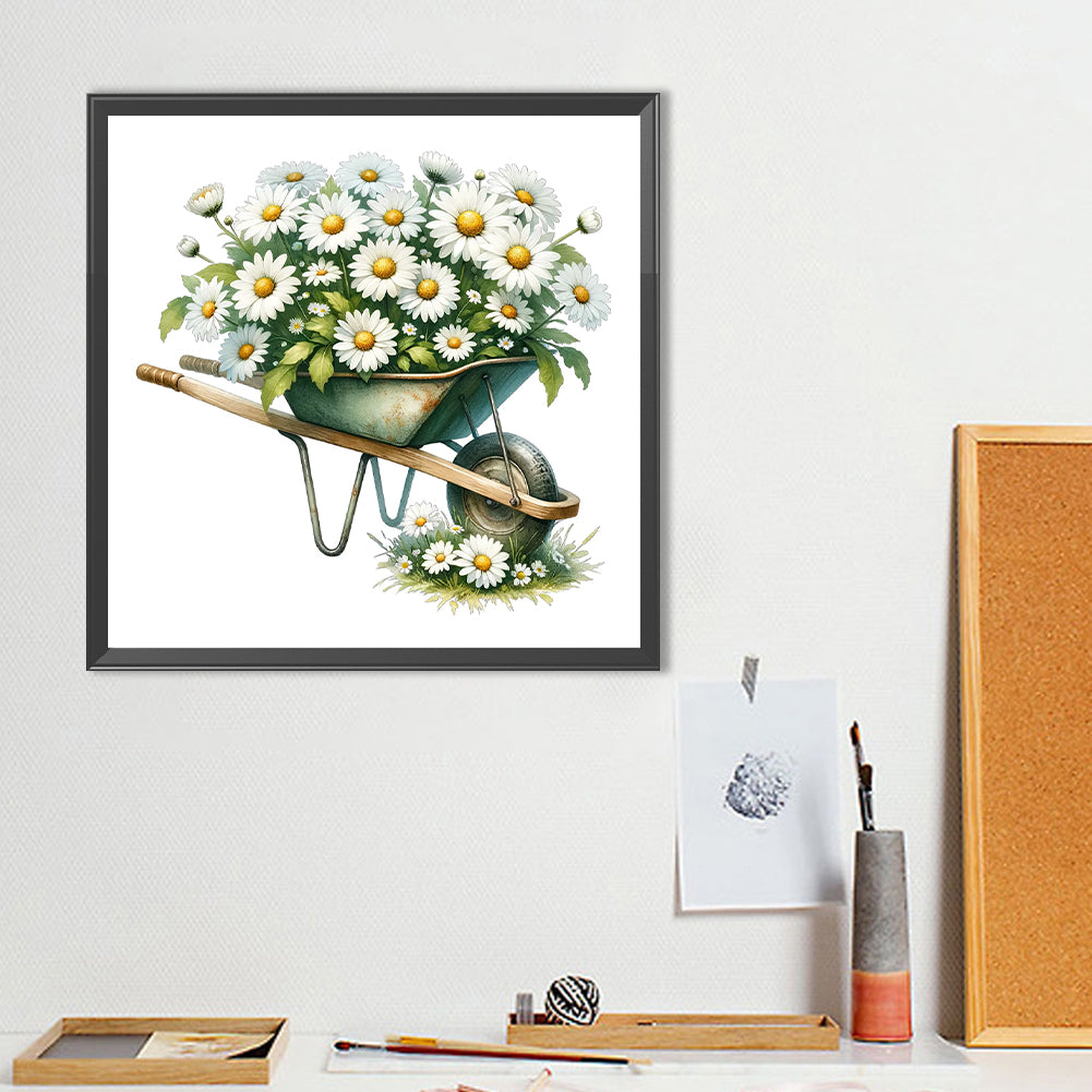 Daisy Cart - Full Round Drill Diamond Painting 30*30CM