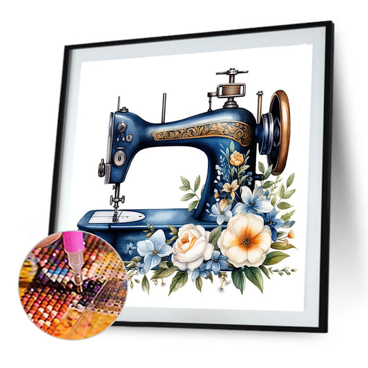 Sewing Machine And Flower - Full Round Drill Diamond Painting 40*40CM