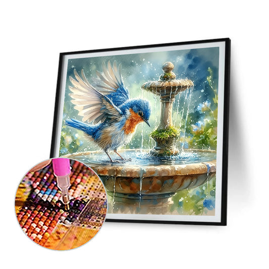 Blue Bird - Full Round Drill Diamond Painting 30*30CM