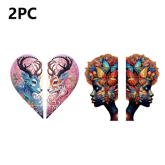 2pcs 2D Flat DIY Diamond Art Pendant Partial Drill Wall Decor for Home & Windows