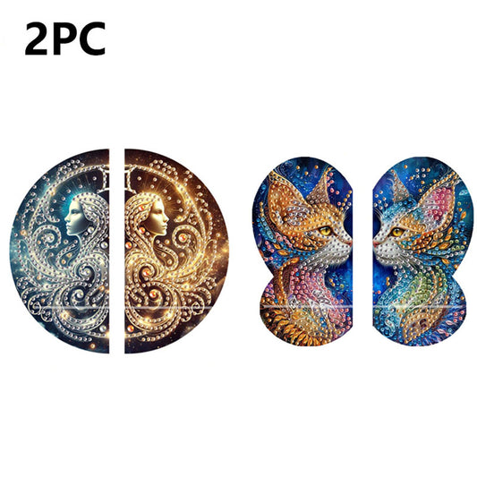 2pcs 2D Flat DIY Diamond Art Pendant Partial Drill Wall Decor for Home & Windows