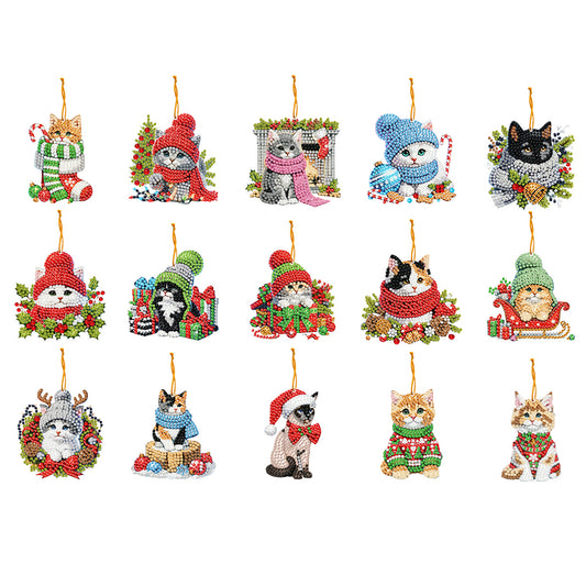15pcs Xmas Theme 2D Flat DIY Hanging Diamond Art Kits Home Wall Decoration Craft
