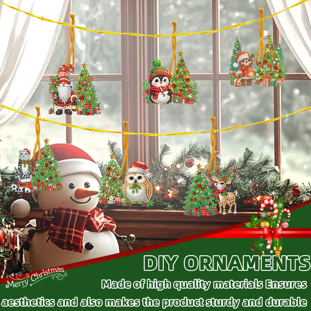 15pcs Xmas Theme 2D Flat DIY Hanging Diamond Art Kits Home Wall Decoration Craft