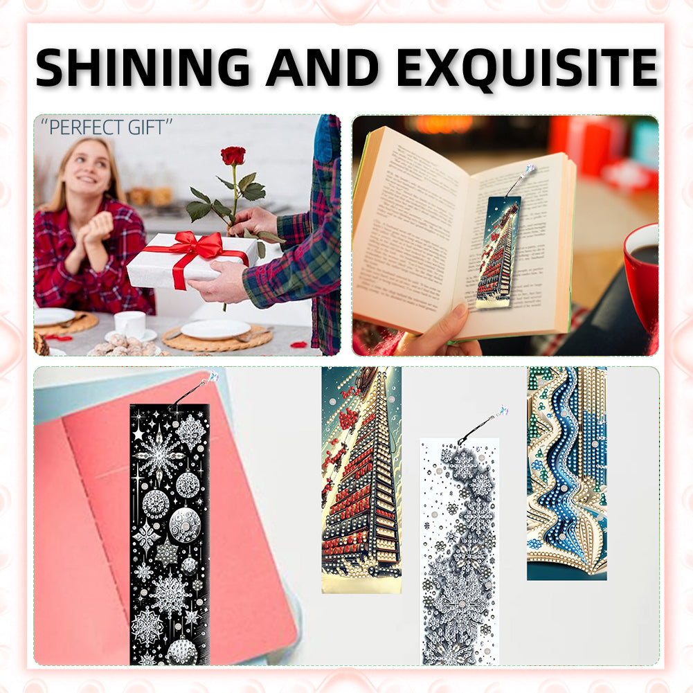 8Pcs Christmas Themed DIY Diamond Painting Bookmark for Reading Enthusiasts