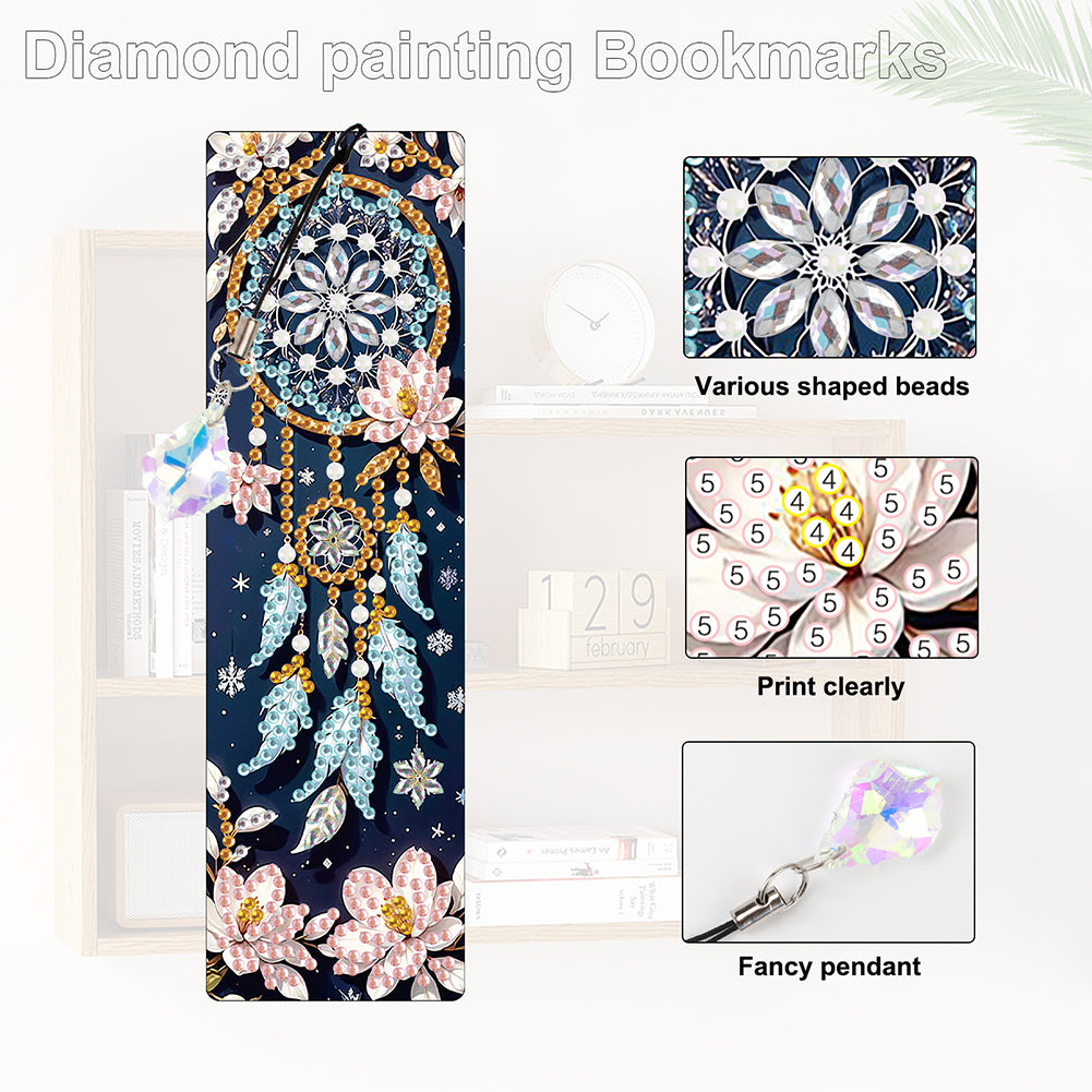 8Pcs Colored Patterns DIY Diamond Painting Art Bookmarks for Reading Enthusiasts