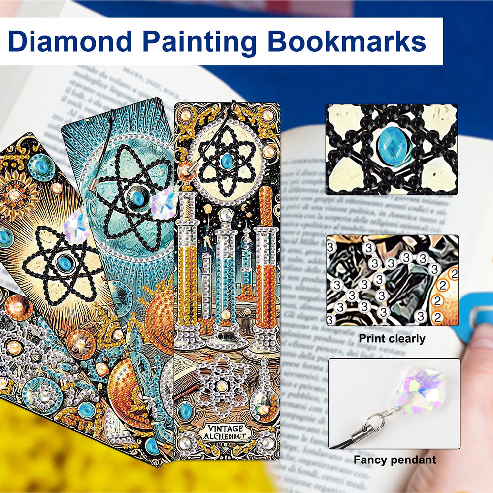 8Pcs Colored Patterns DIY Diamond Painting Art Bookmarks for Reading Enthusiasts
