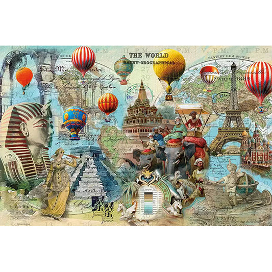 World Tour - 14CT Stamped Cross Stitch 92*65CM(Xiaobai Brand)