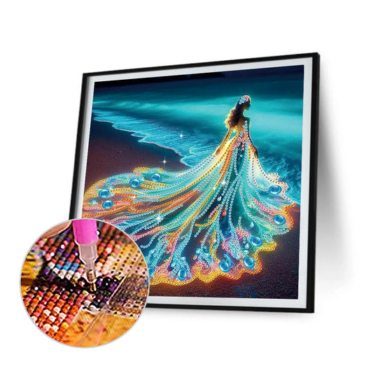 Girl With A Beautiful Skirt - Special Shaped Drill Diamond Painting 30*30CM