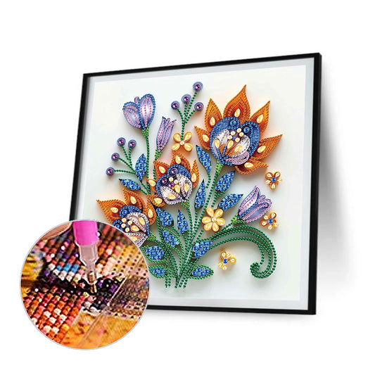 Quilling Flowers And Plants - Special Shaped Drill Diamond Painting 30*30CM