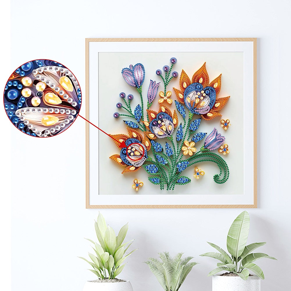 Quilling Flowers And Plants - Special Shaped Drill Diamond Painting 30*30CM