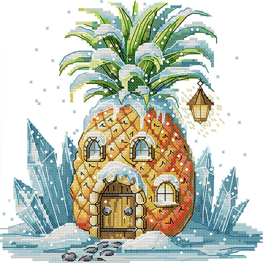 Pineapple Hut - 11CT Stamped Cross Stitch 28*29CM(Joy Sunday)