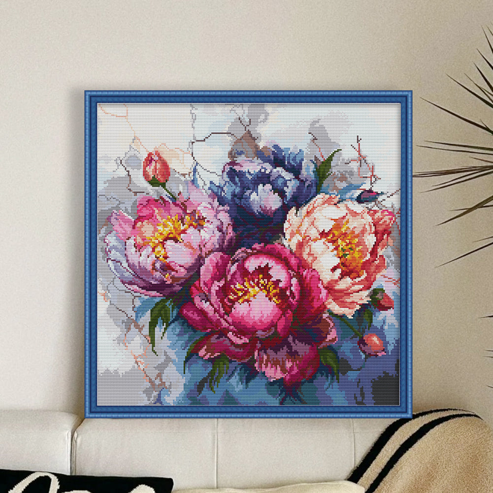 Peony Iii - 11CT Stamped Cross Stitch 56*56CM(Joy Sunday)
