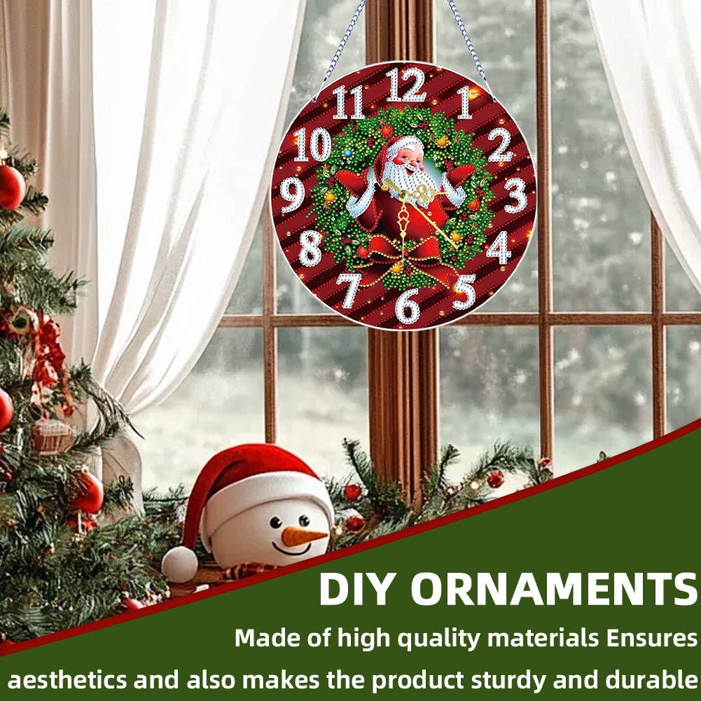 2D Flat DIY Xmas Diamond Painting Ornament with Clock Function Creative Craft
