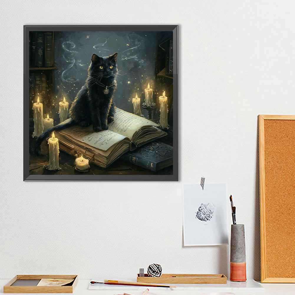 Cat On Book - Full Round Drill Diamond Painting 40*40CM