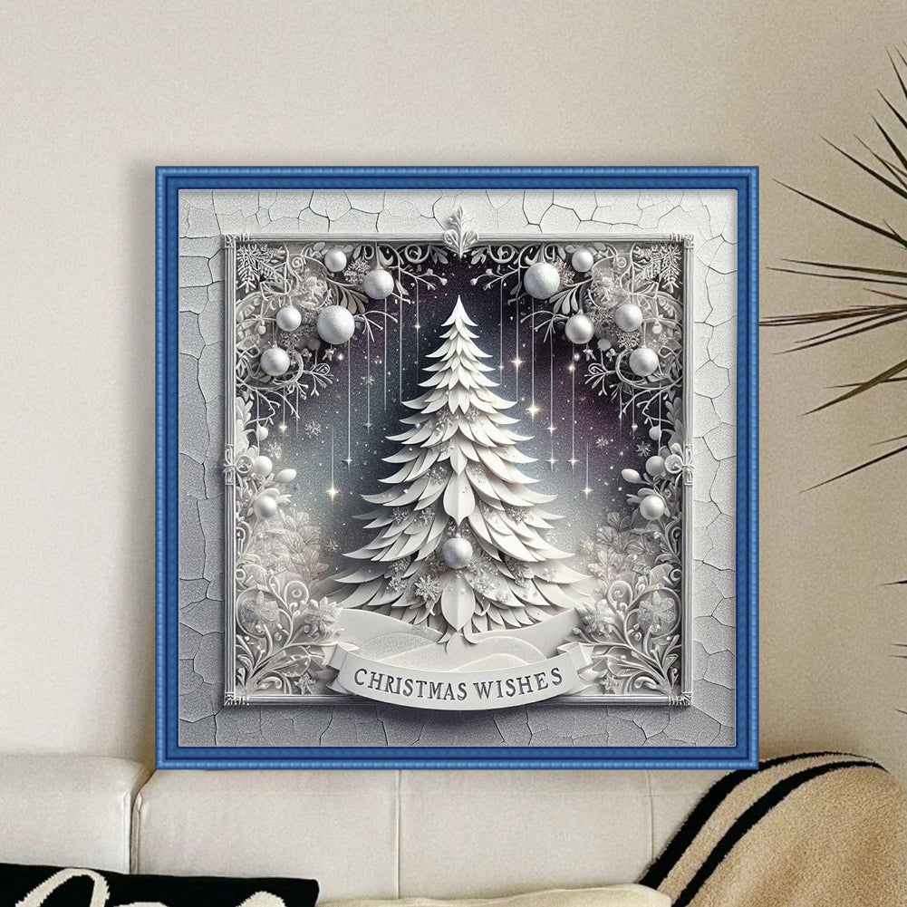 Christmas Tree Scene - 11CT Stamped Cross Stitch 40*40CM