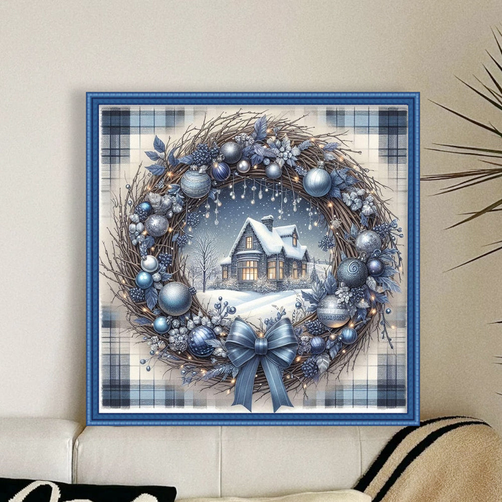 Christmas Cottage Scene - 11CT Stamped Cross Stitch 40*40CM