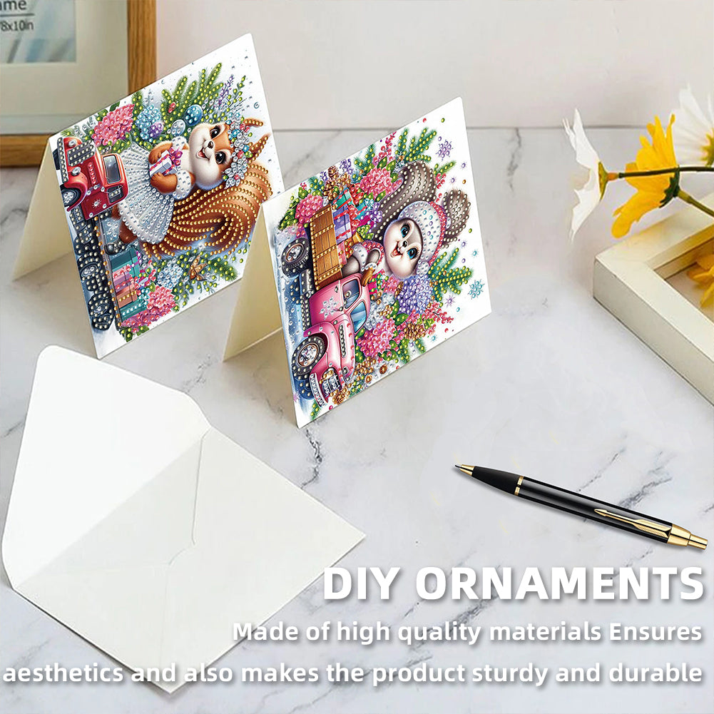 6PCS DIY Diamond Art Greeting Cards Xmas Designs for Festivals and Celebrations