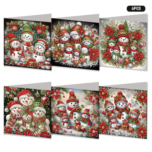 6PCS DIY Diamond Art Greeting Cards Xmas Designs for Festivals and Celebrations