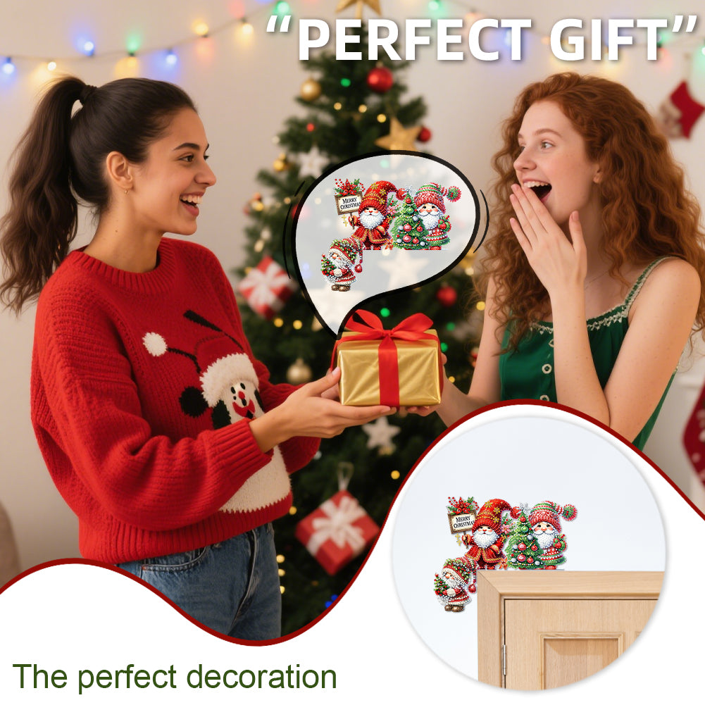 DIY Xmas Diamond Art Door Corner Pendants Wooden Door Decoration for Home Office