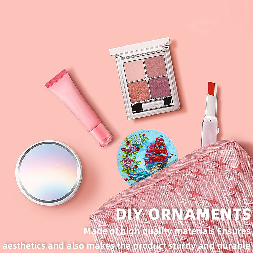 DIY Diamond Art Portable Cosmetic Mirror Diamond Painting Crafts for Home Office