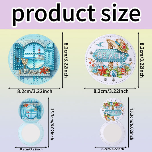 DIY Diamond Art Portable Cosmetic Mirror Diamond Painting Crafts for Home Office