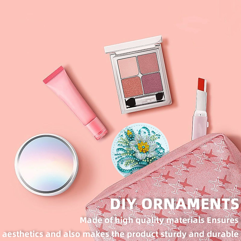 DIY Diamond Art Portable Cosmetic Mirror Diamond Painting Crafts for Home Office