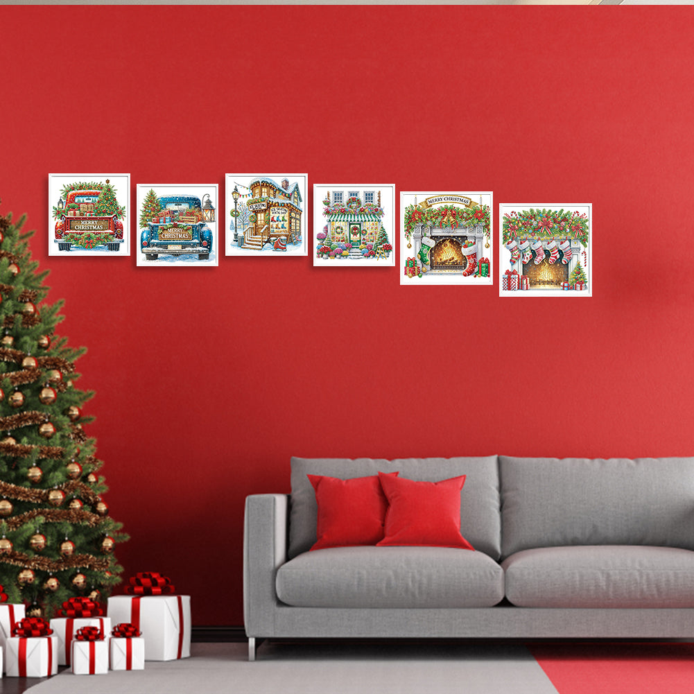 6Pcs Christmas - Special Shaped Drill Diamond Painting 30*30CM