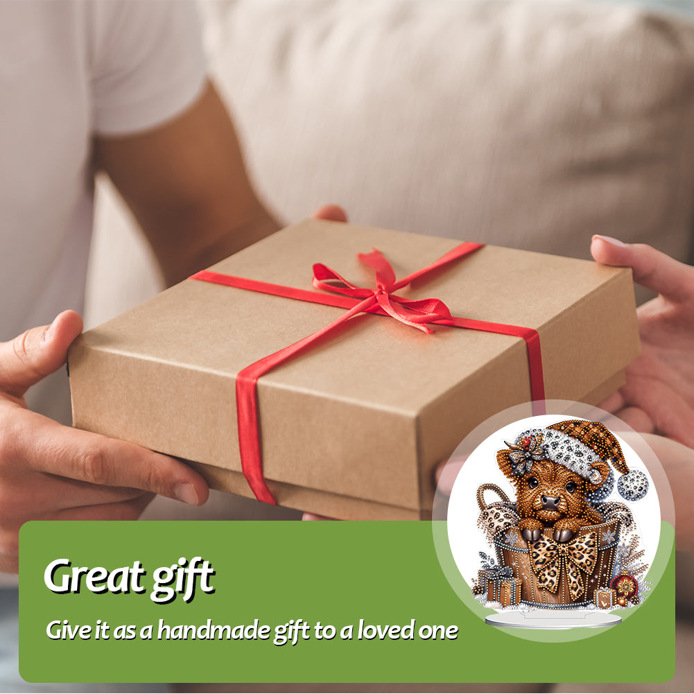 2D Flat Christmas Yak DIY Desktop Diamond Art Kits for Home Office Desktop Decor