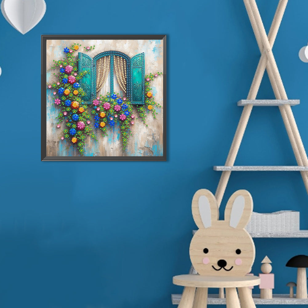 Flowers Window - Special Shaped Drill Diamond Painting 30*30CM