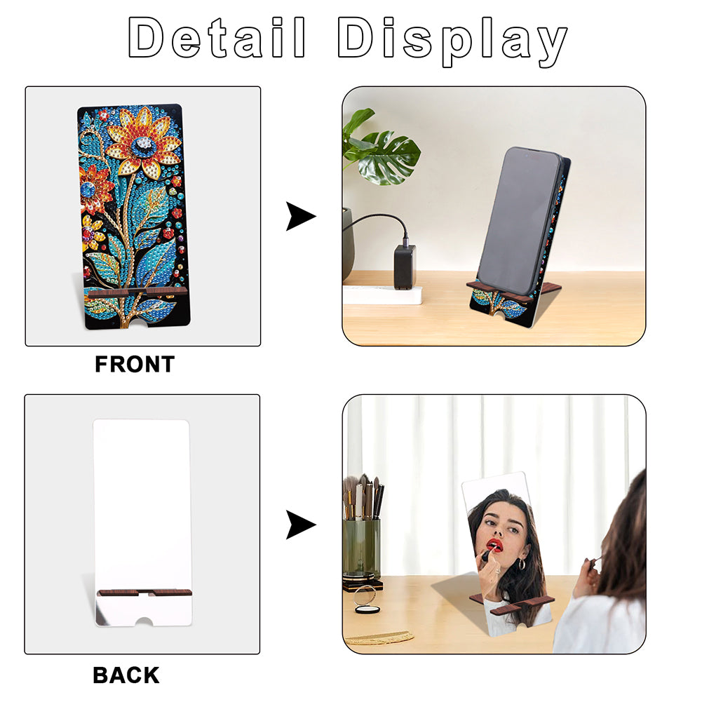 2-Pack Acrylic Diamond Art Phone Stand And Mirror Diamond Art Kits Phone Holder